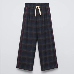 Zara Girl Plaid Pants - Navy and Burgundy